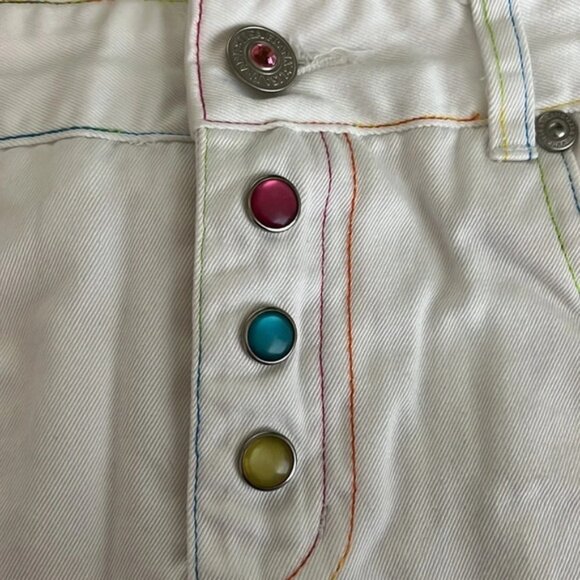 Lisa Frank Vintage Embroidered White Denim Skort/Skirt - Size 7 - Picture 6 of 14